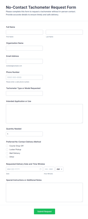 No Contact Tachometer Request Form Template