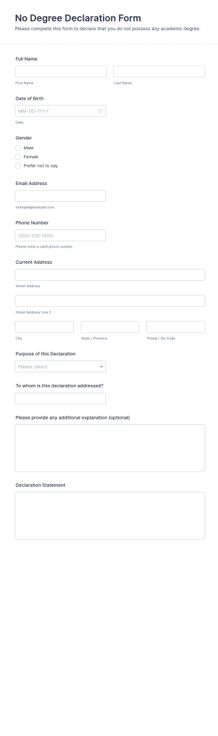No Degree Declaration Form Template