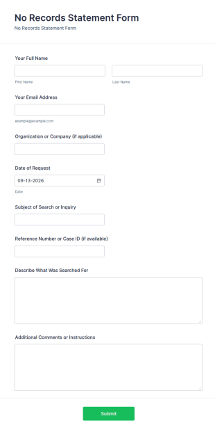No Records Statement Form Template