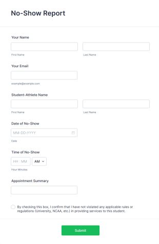 No Show Report Form Template