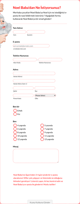 Noel Baba'dan Ne İstiyorsunuz? Form Template