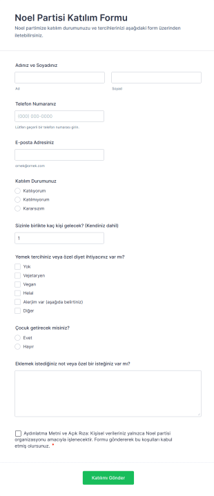 Noel Partisi Katılım Form Template