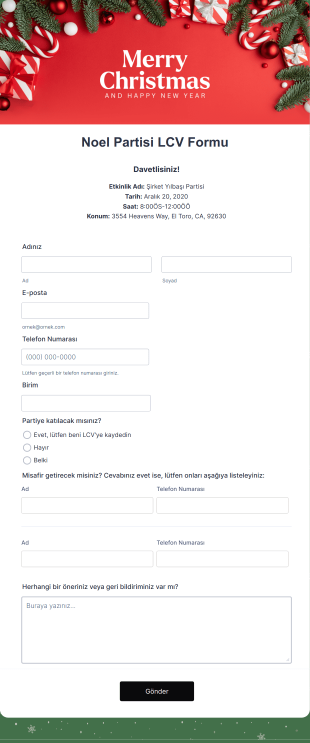 Noel Partisi LCV Form Template