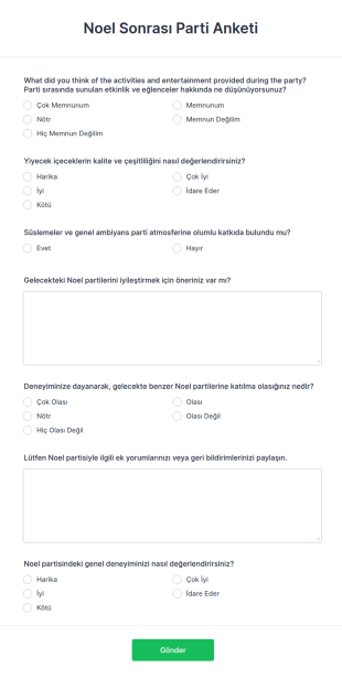 Noel Sonrası Parti Anketi Form Şablonu