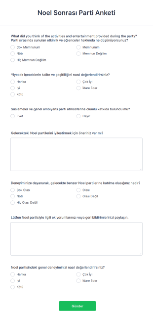Noel Sonrası Parti Anketi Form Template