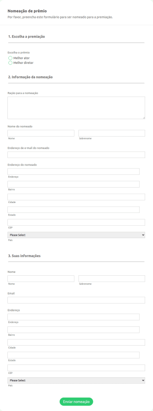 Nomeação De Prêmio Tema Responsivo Verde