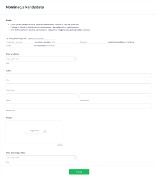 Nominacja Kandydata Form Template