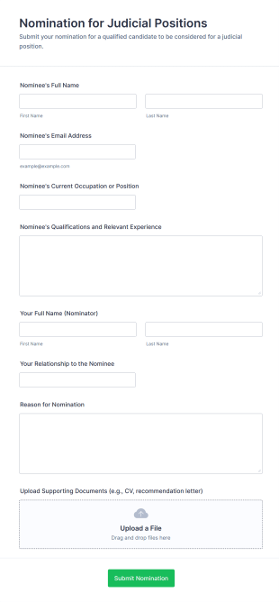 Nomination For Judicial Positions Form Template