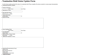 Nomination Hold Status Update Form Template