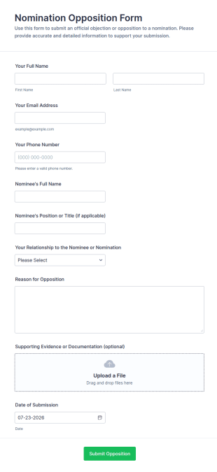 Nomination Opposition Form Template