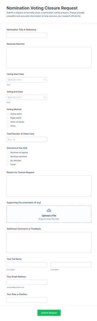 Nomination Voting Closure Request Form Template