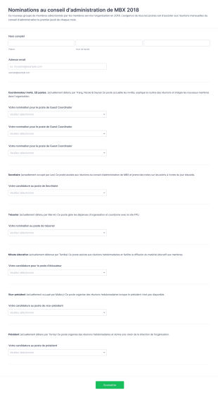 Nominations Au Conseil D'administration De MBX 2018 Form Template