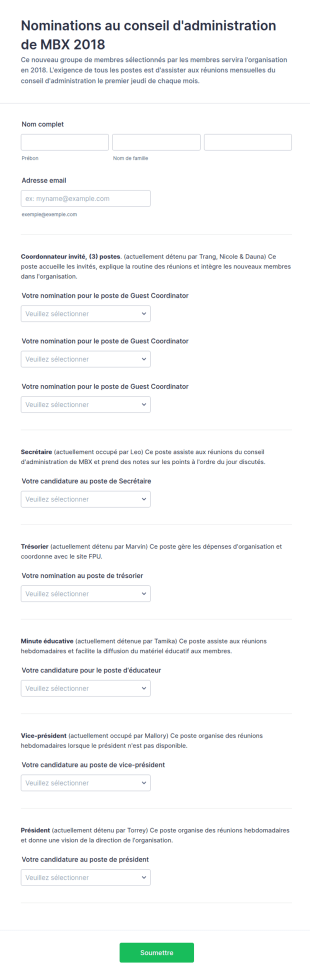 Nominations Au Conseil D'administration De MBX 2018