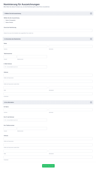 Nominierung Für Auszeichnungen Form Template