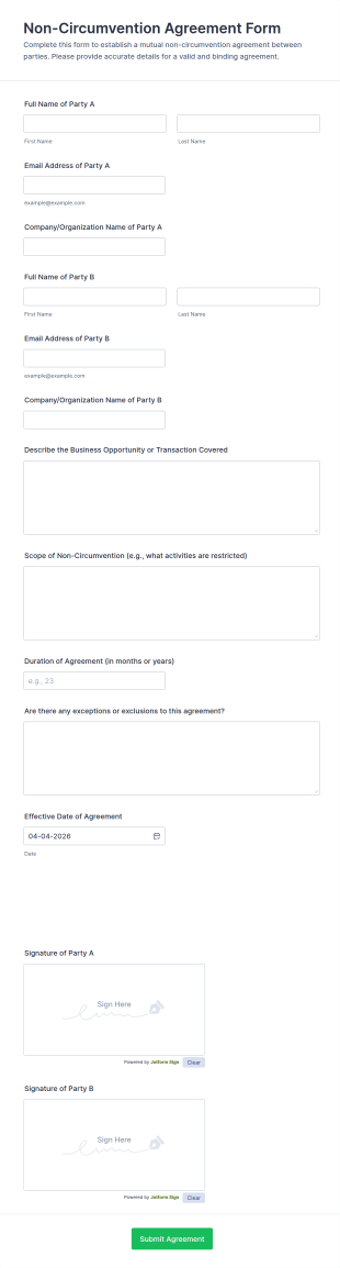 Non Circumvention Agreement Form Template