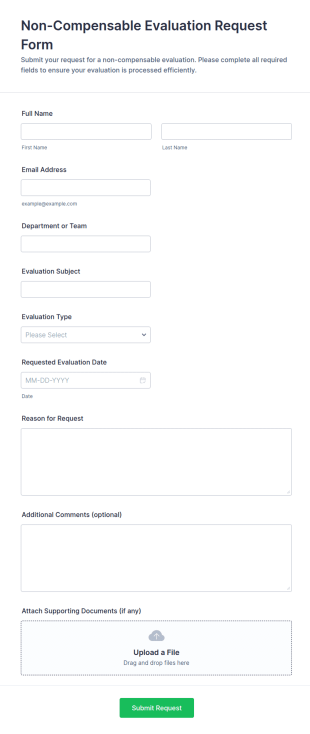 Non Compensable Evaluation Request Form Template