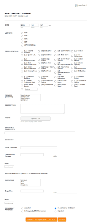 Non Conformity Report Form (NCR)