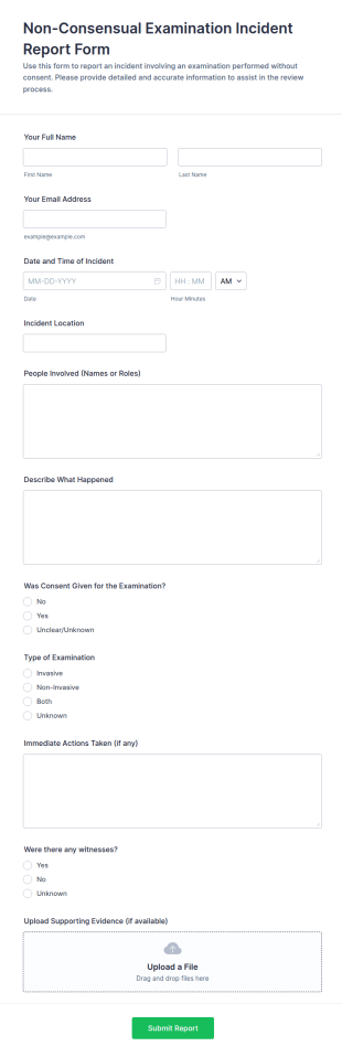 Non Consensual Examination Incident Report Form Template