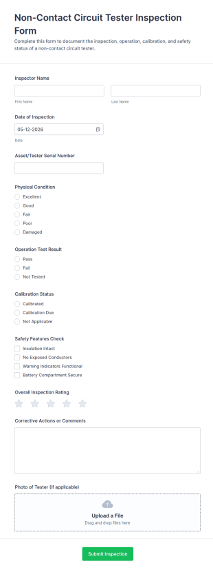 Non Contact Circuit Tester Inspection Form Template