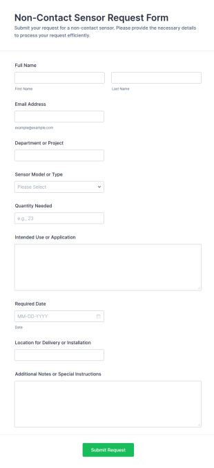 Non Contact Sensor Request Form Template