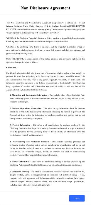 Non Disclosure Agreement Template Form Template