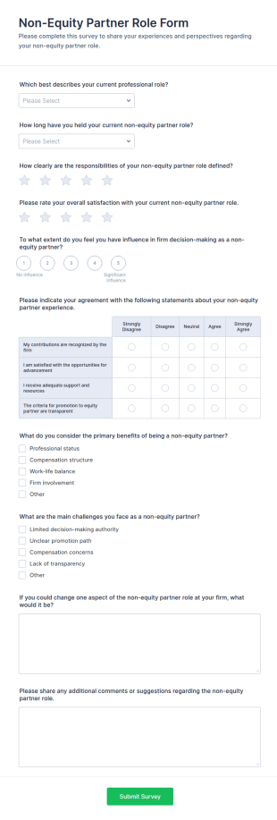 Non Equity Partner Role Survey Form Template