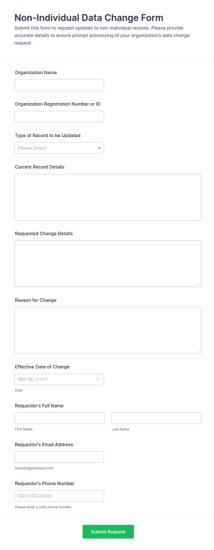 Non Individual Data Change Form Template