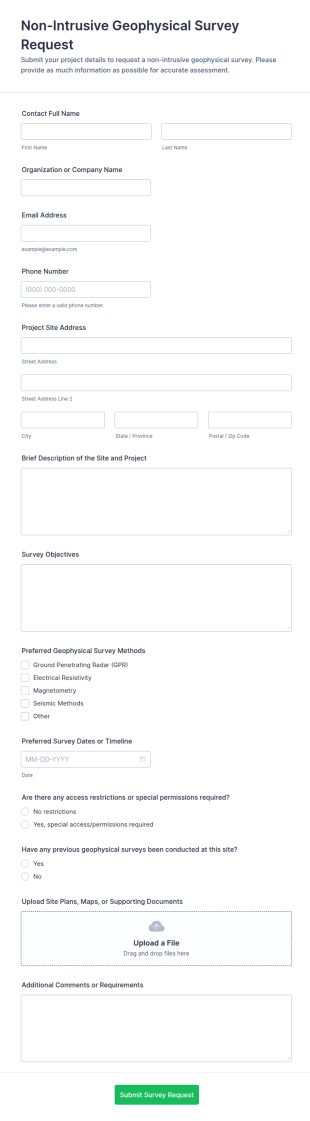 Non Intrusive Geophysical Survey Request Form Template