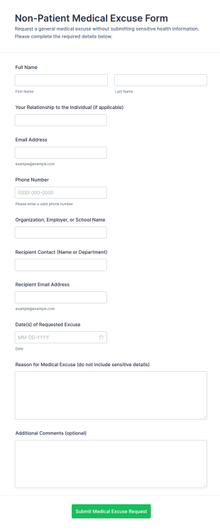 Non Patient Medical Excuse Form Template