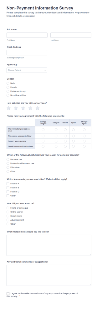 Non Payment Information Survey Form Template