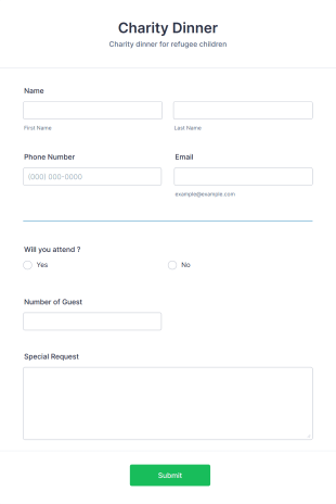 Non-Profit Dinner RSVP Form Template | Jotform