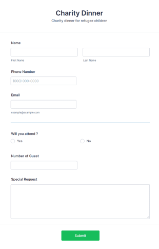 Non Profit Dinner RSVP Form Template