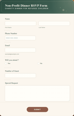 Non Profit Dinner RSVP Form Template
