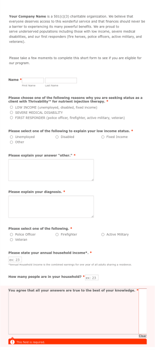 Non Profit Eligibility Form Template