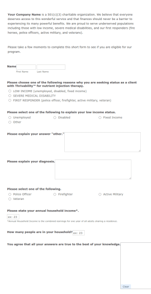 Non Profit Eligibility Form Template