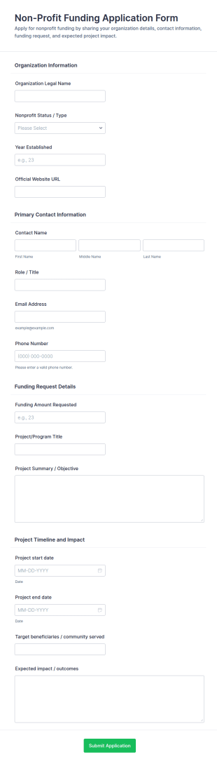 Non Profit Funding Application Form Template