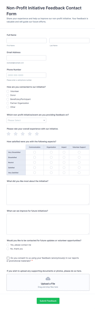 Non Profit Initiative Feedback Contact Form Template