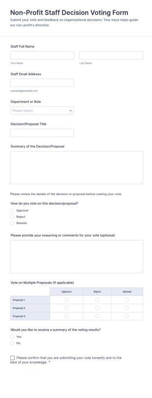 Non Profit Staff Decision Voting Form Template