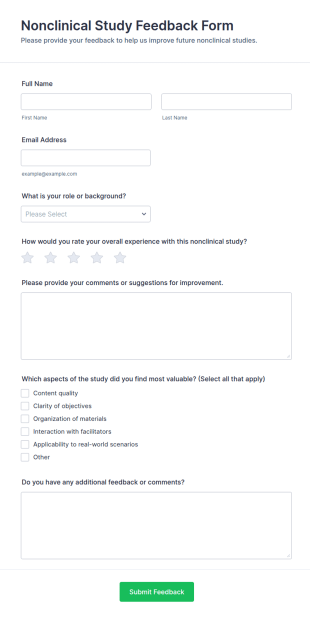 Nonclinical Study Feedback Form Template