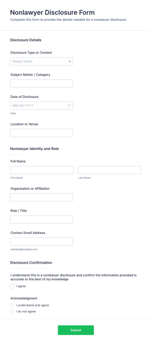 Nonlawyer Disclosure Form Template
