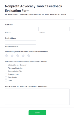 Nonprofit Advocacy Toolkit Feedback Evaluation Form Template