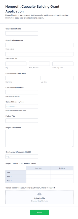 Nonprofit Capacity Building Grant Application Form Template