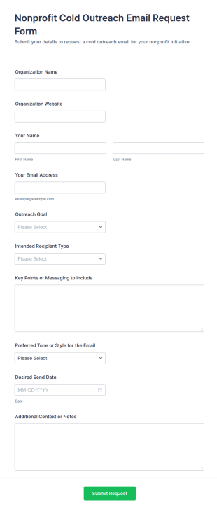 Nonprofit Cold Outreach Email Request Form Template
