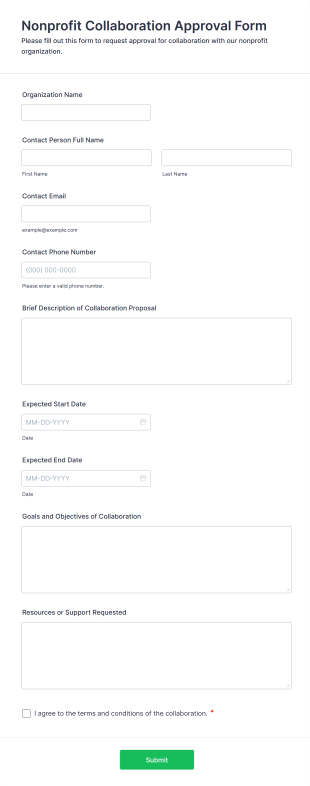Nonprofit Collaboration Approval Form Template