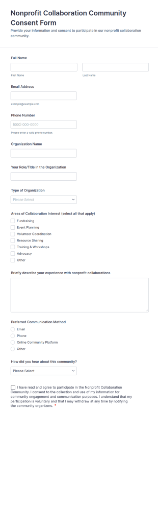 Nonprofit Collaboration Community Consent Form Template