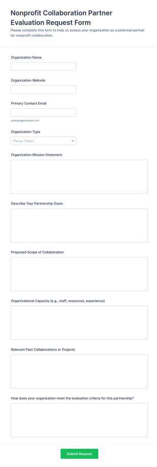 Nonprofit Collaboration Partner Evaluation Request Form Template