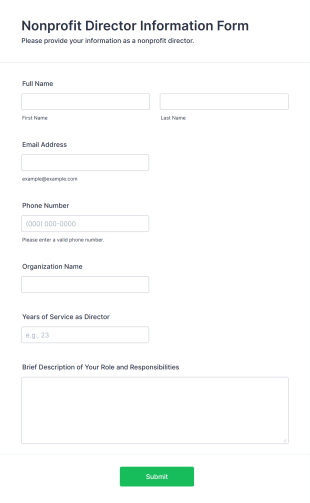Nonprofit Director Information Form Template