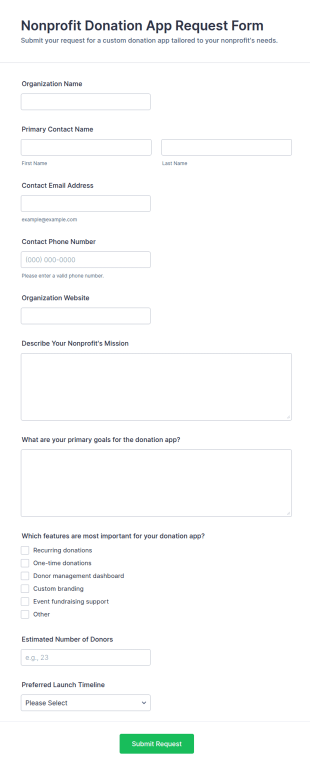 Nonprofit Donation App Request Form Template