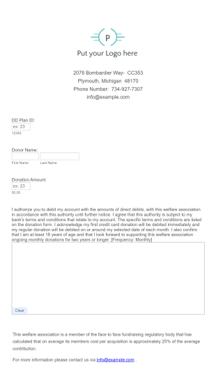NonProfit Donation Consent Template Form Template
