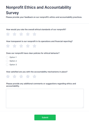 Nonprofit Ethics And Accountability Survey Form Template